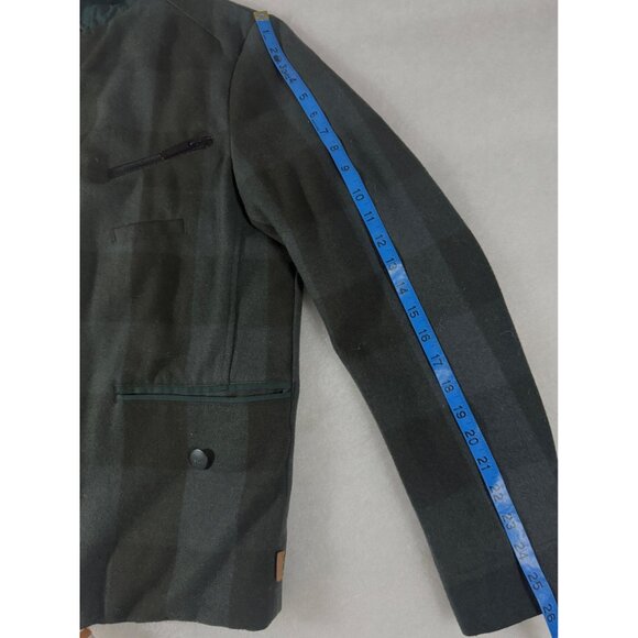 Skunkfunk Women's S Plaid Wool Jacket Sherpa Lined Green Black Academia Classic - Picture 12 of 13